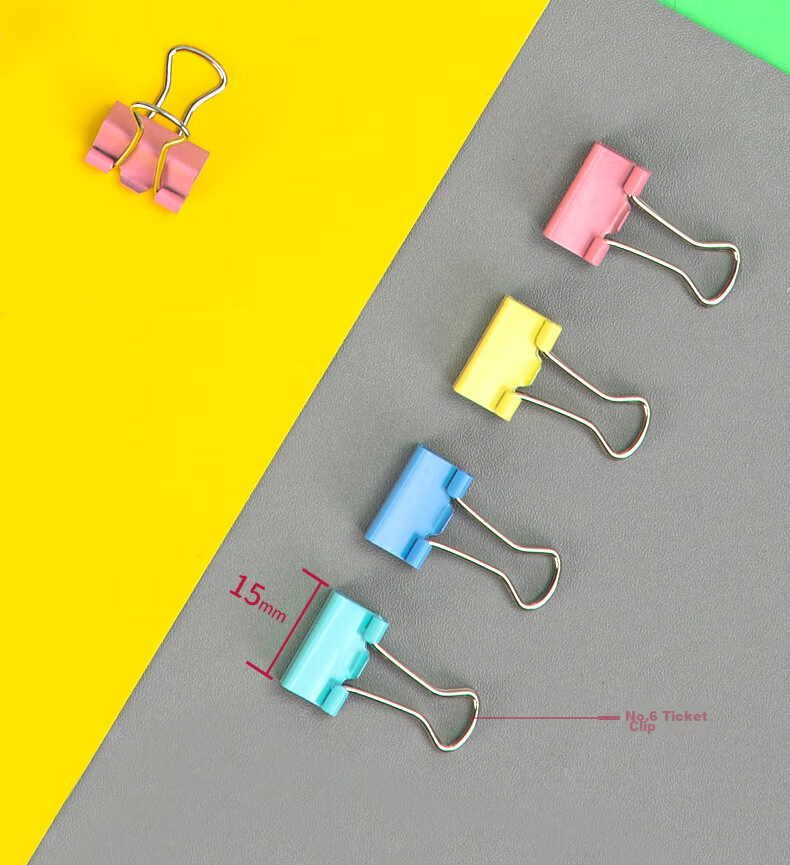 Deli 60pcs 15mm Colored Small Metal Binder Clips No.6 Paper Clips TP206 5