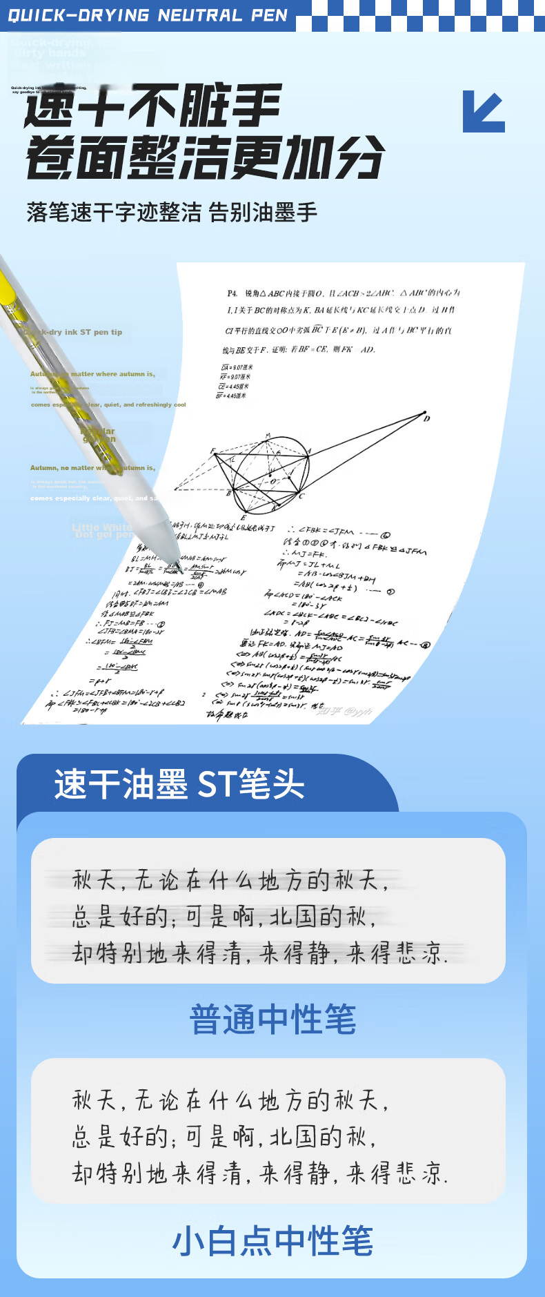 Xiaobaidian Lucky Arrival Black 0.5mm Unisex Gel Pen Student Exam Signature Ballpoint Pen 4-Pack SG726 4