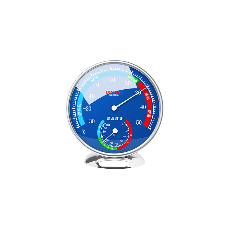DELIXI ELECTRIC Household Large Round Plate Thermometer Hygrometer for Indoor Office Home Use, Desktop Or Wall-Mounted Greenhouse Temperature And Humidity Meter