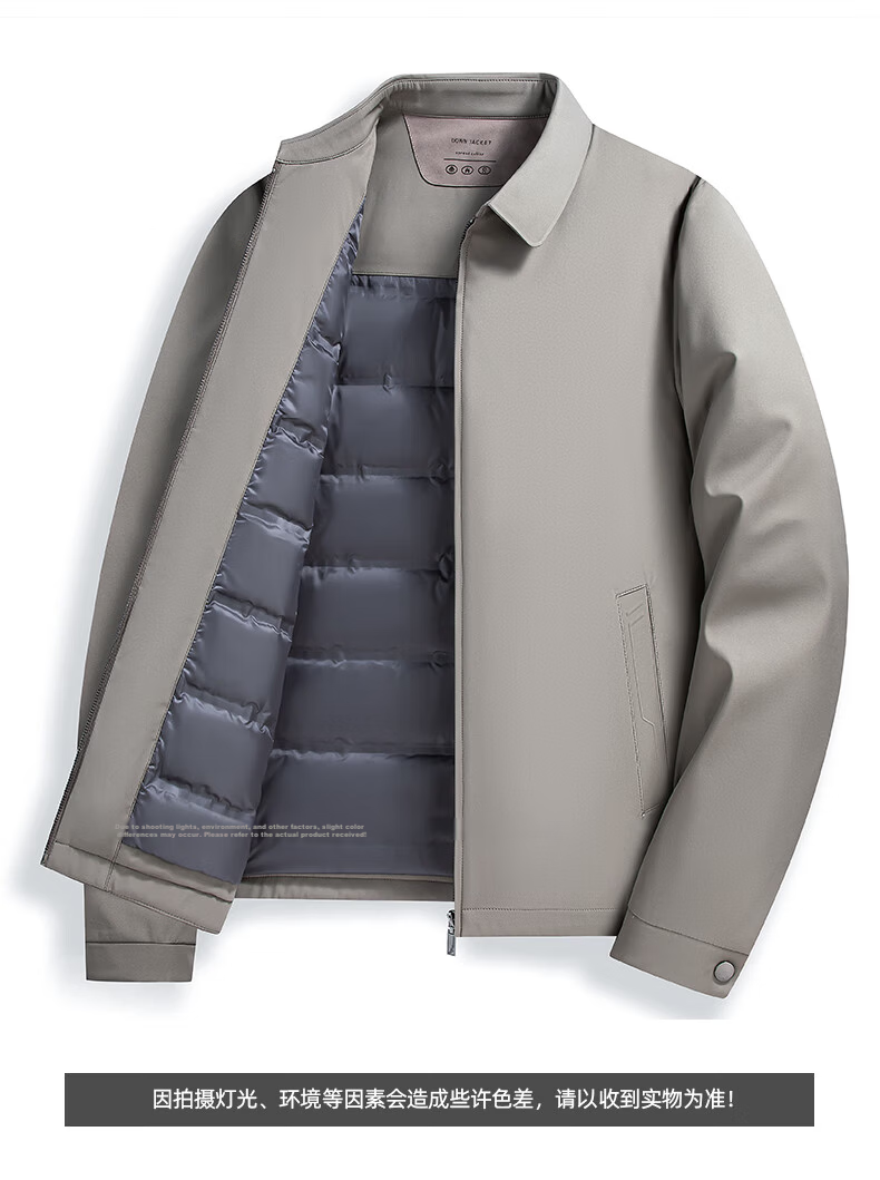 ROMON Lightweight Down Jacket Men Dad Warm Autumn Winter Business Casual Lapel Executive Coat 25030Y Dark Blue XL 23