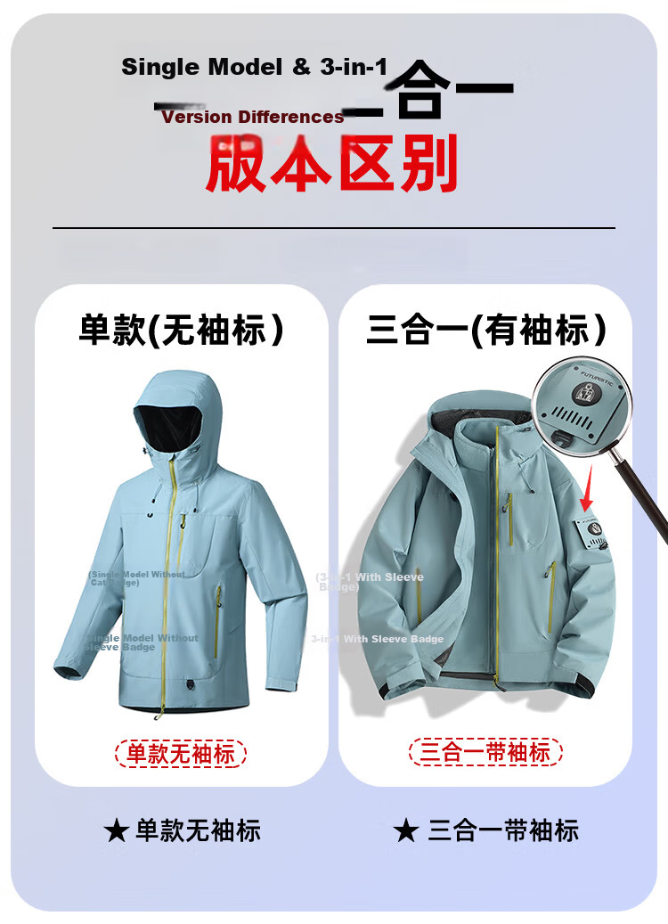 JEEP SPIRIT Outdoor Hooded Jacket for Women, Autumn And Winter Couple's Windproof And Waterproof Mountaineering Jacket, Men's Peacock Blue, Size L 1