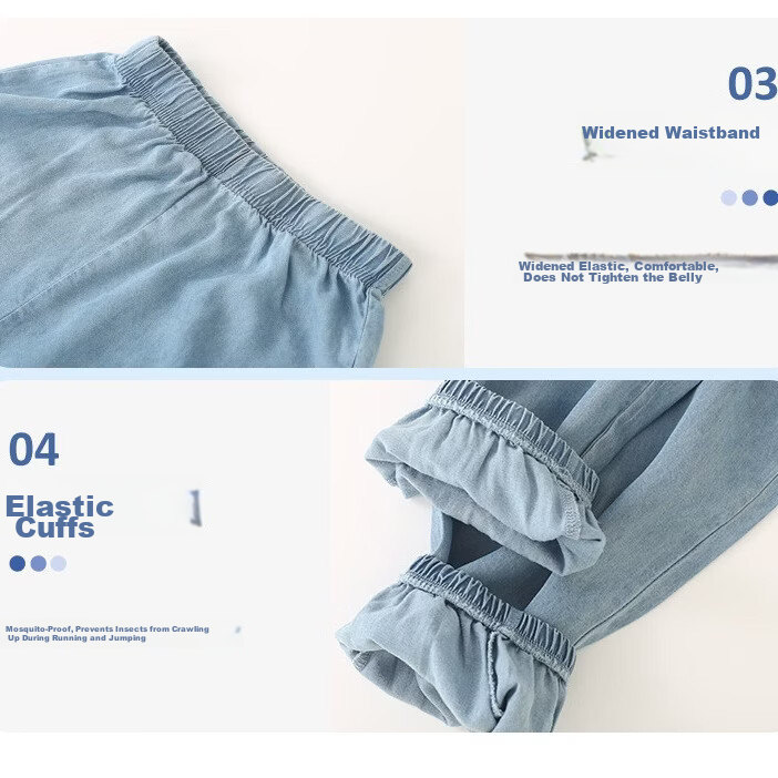 SNOOPY Boys Short Sleeve Set Children's Cotton Tencel Denim 2-Piece Set Fishing White T-Shirt + Crown Dark Blue Pants Size 120 11