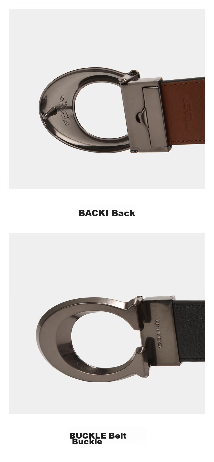 COACH [Brand Direct Supply], Men's Double-Sided Wide Buckle Belt, 35MM Black, CQ013, New Year Gift 3