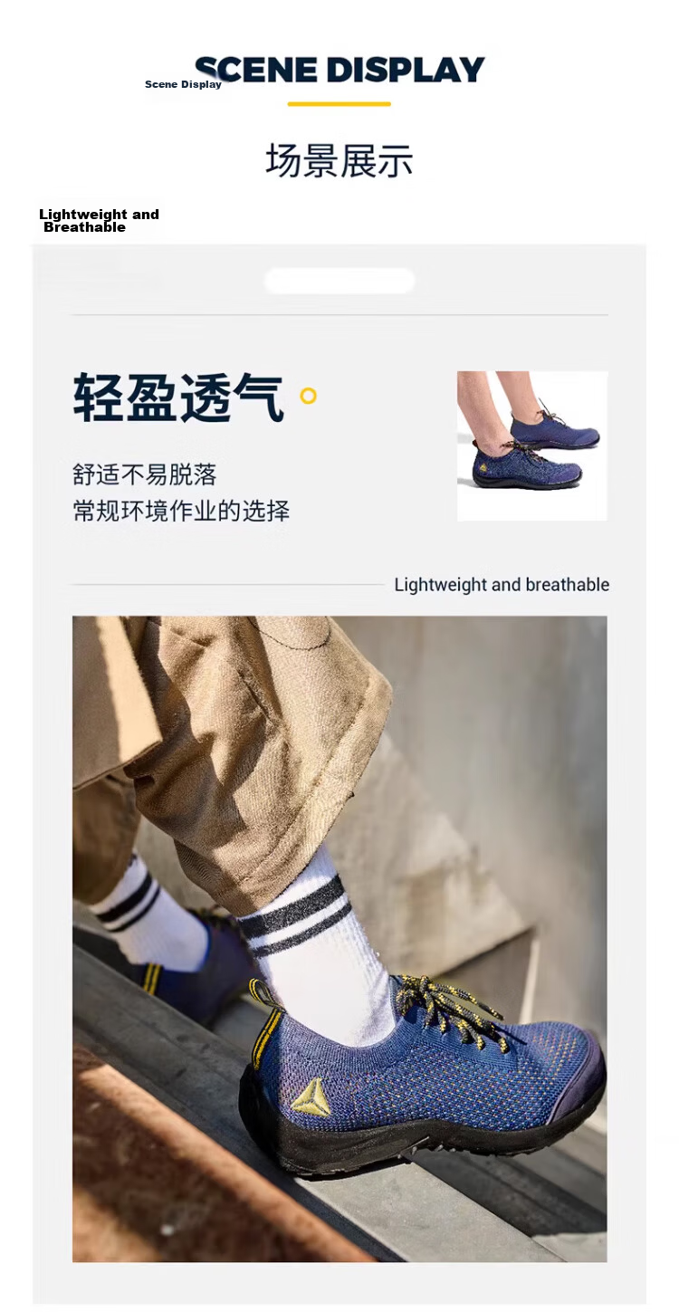 Delta 301236 Safety Shoes Anti-Static Puncture-Resistant Anti-Smash Slip-Resistant Breathable Blue Yellow Size 37 9