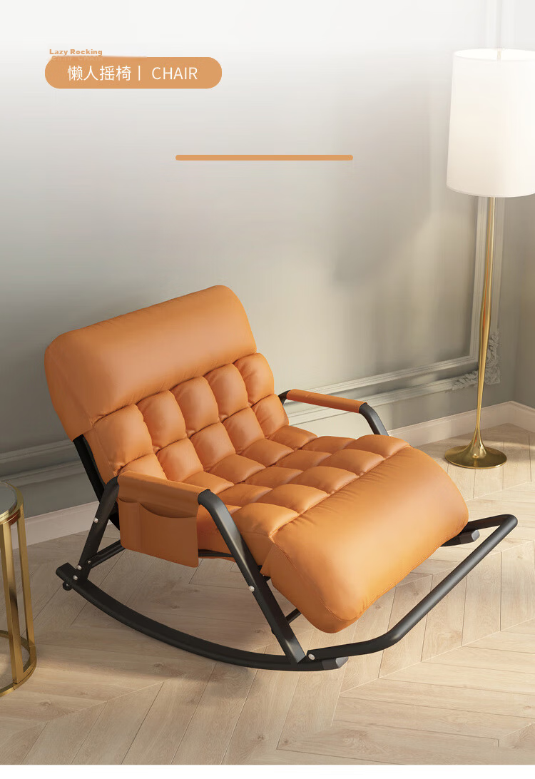 Warner New Rocking Chair Adult Recliner Lazy Sofa Single Sofa Chair for Sitting, Lying, and Sleeping Bedroom Balcony Nap Chair LZ058 1