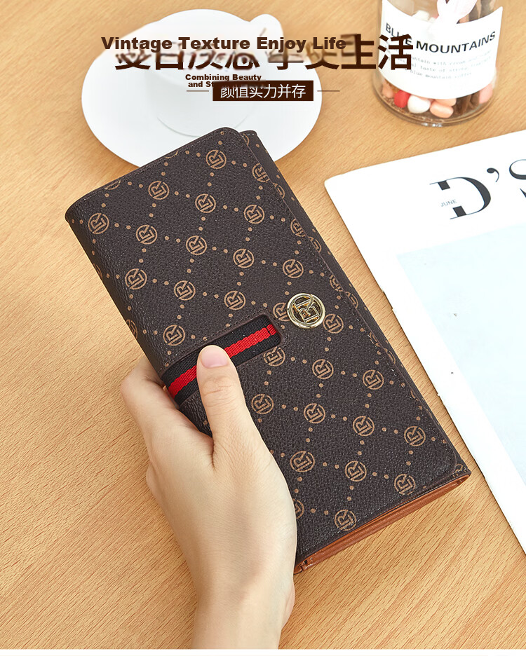 Old Man Head Women's Large Capacity Long Card Holder Tri-Fold Wallet Money Clip Clutch Coin Purse Light Luxury Girlfriend Birthday Gift 2