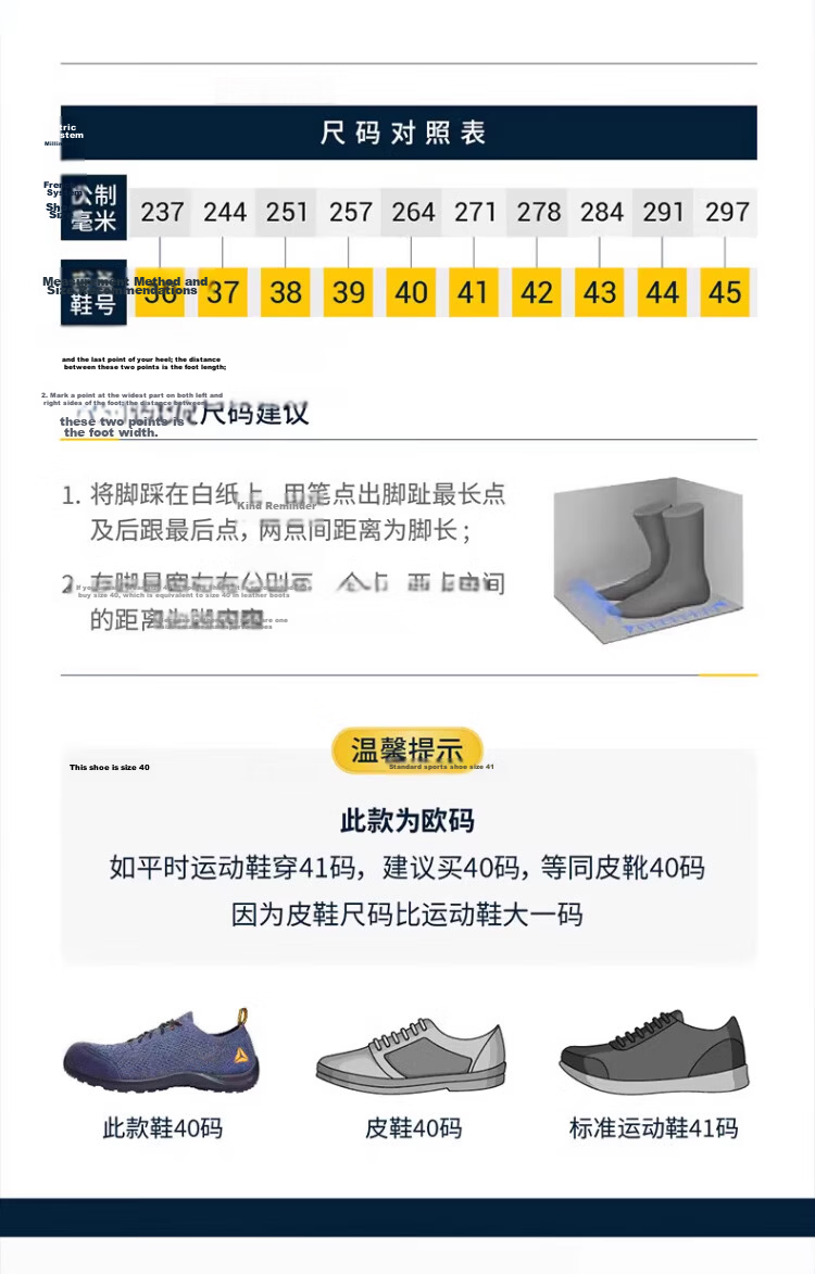 Delta 301236 Safety Shoes Anti-Static Puncture-Resistant Anti-Smash Slip-Resistant Breathable Blue Yellow Size 37 13