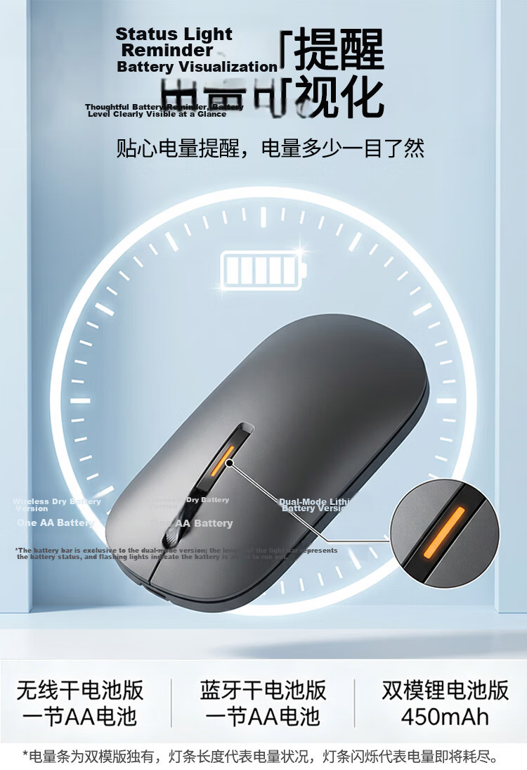 Lenovo Wireless Mouse 2.4G Silent Click Slim Portable Business Office Mouse for Laptop Desktop All-in-One Air1 Storm Gray 5