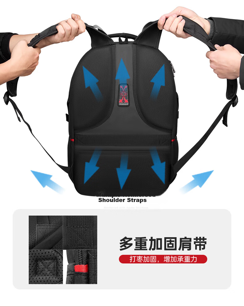 CROSSGEAR Swiss Army Knife Business Travel Large Capacity 16-inch Laptop Backpack Men's Student School Bag 19