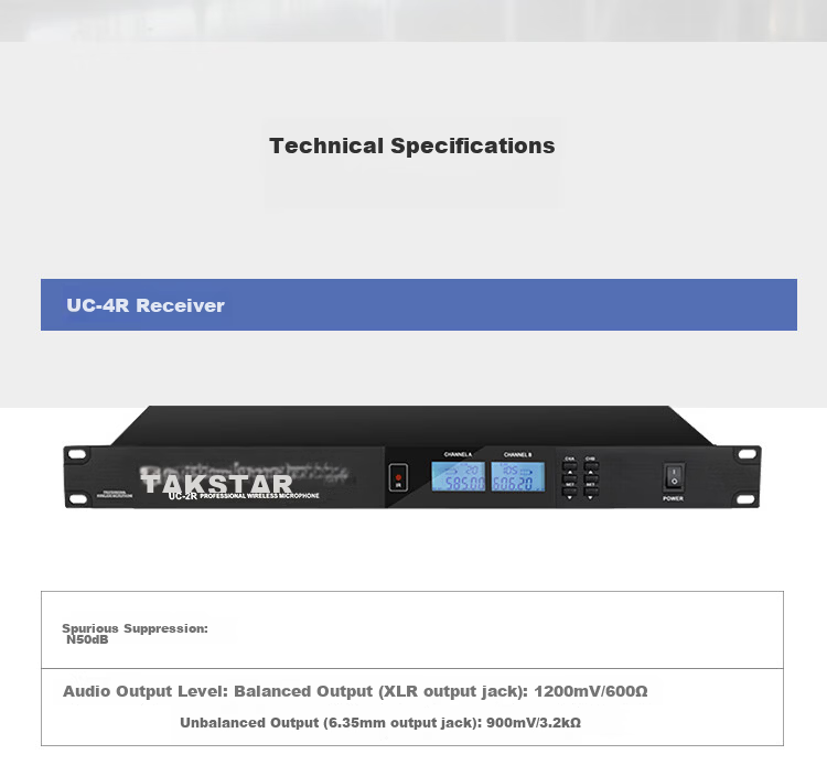 TAKSTAR UC-2R+UC-LH2*2 Desktop Rod Microphone Wireless Set with Lithium Battery, One-to-Two, LCD Display, Black, 1 Set 10