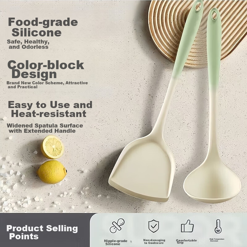 Jingyan Silicone Soup Ladle Integrated Silicone Spatula Non-Stick Pan Cooking Spoon Household Silicone Ladle 1
