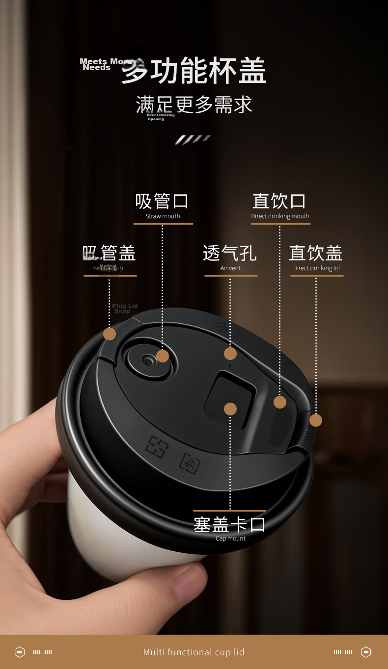 Circle Joy Disposable Paper Cups with Lids Thickened Insulated Hot Drink Coffee Cups Office Home Milk Tea Water Cups 25pcs 340ml 6