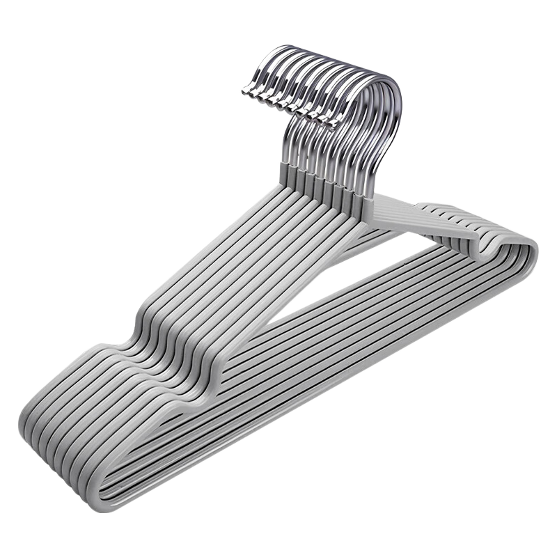 CHUSHE Clothes Hangers, Non-Slip And Traceless, for Adults, Thickened And Widened, Large Size for Drying, 70g Gray, 10 Pieces