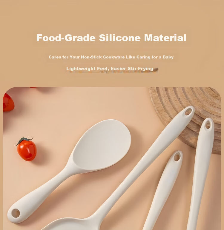 ASD Silicone Soup Ladle Household Kitchenware Food Grade High Temperature Resistant Ladle Flat Bottom Pot Soup Ladle Hot Pot Serving Spoon 3