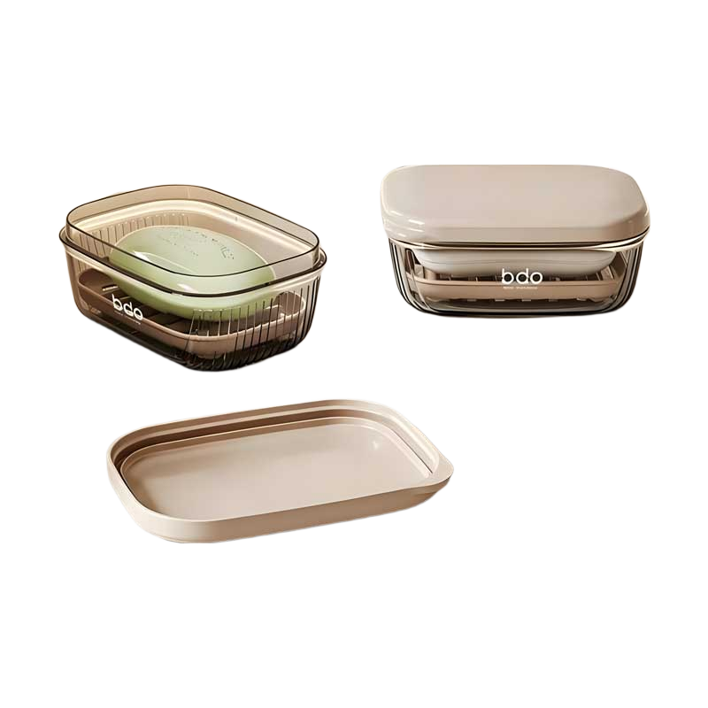 BDO Soap Dish, Fat Donglai Style, Travel Fitness Portable Soap Box with Lid, Drainable And Collapsible