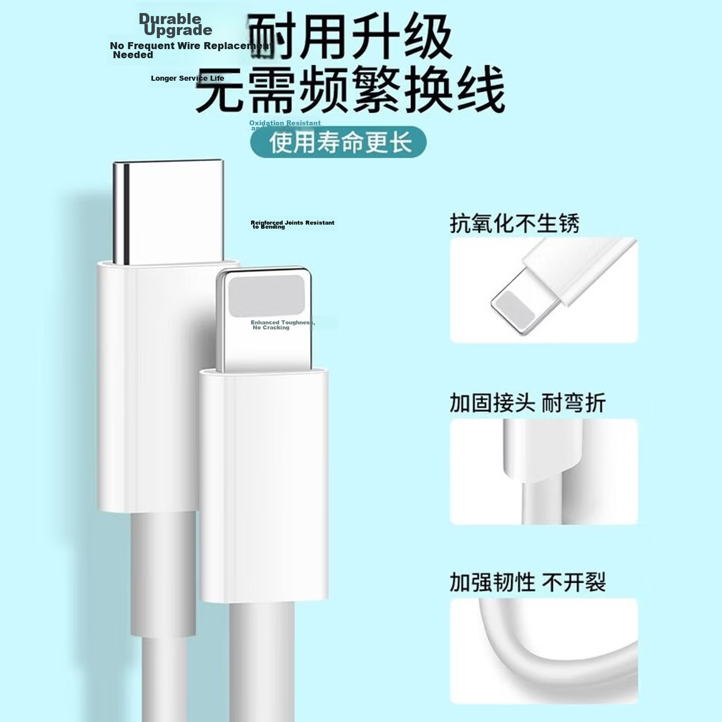 Yingqian Apple Fast Charging Data Cable USB to Lightning for iPhone 14/13/12/XR/8 Car Charger Cable 2m 5