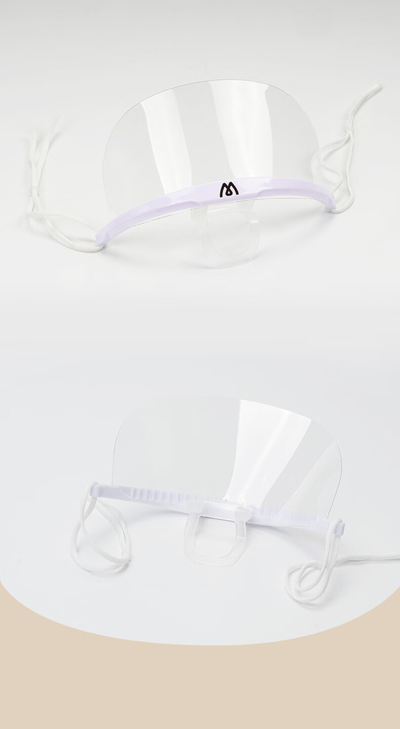 Mingdianshangpin Transparent Face Mask MS-100 Single-Sided Anti-Fog Food Grade 10 Pieces/Box Smiles Hygienic Anti-Droplet Reusable Non-Ear Binding for Restaurants, Canteens, Chefs, Hotels, Kitchens And Dining Rooms 10