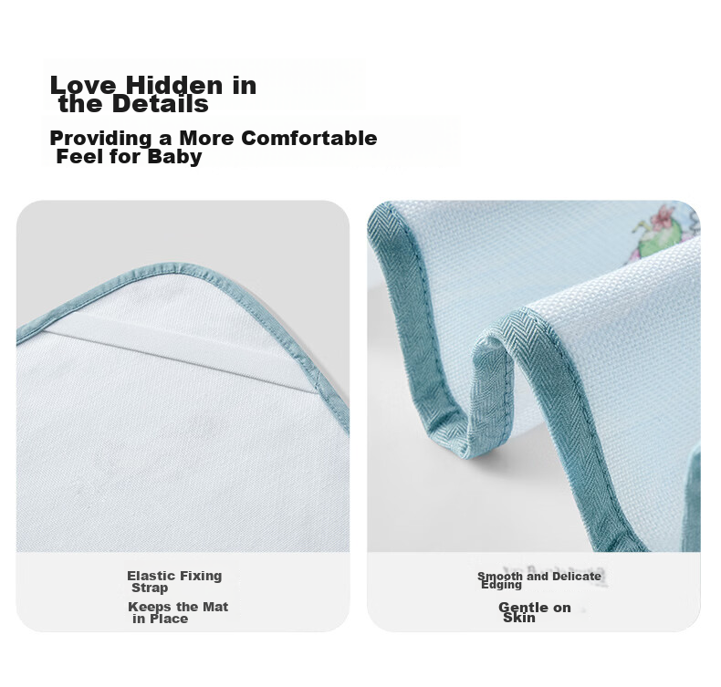 EMXEE Baby Cooling Mat A-Class Silk Linen Infant Newborn Special Children's Cooling Mat Baby Kindergarten Mat Mermaid Princess 28