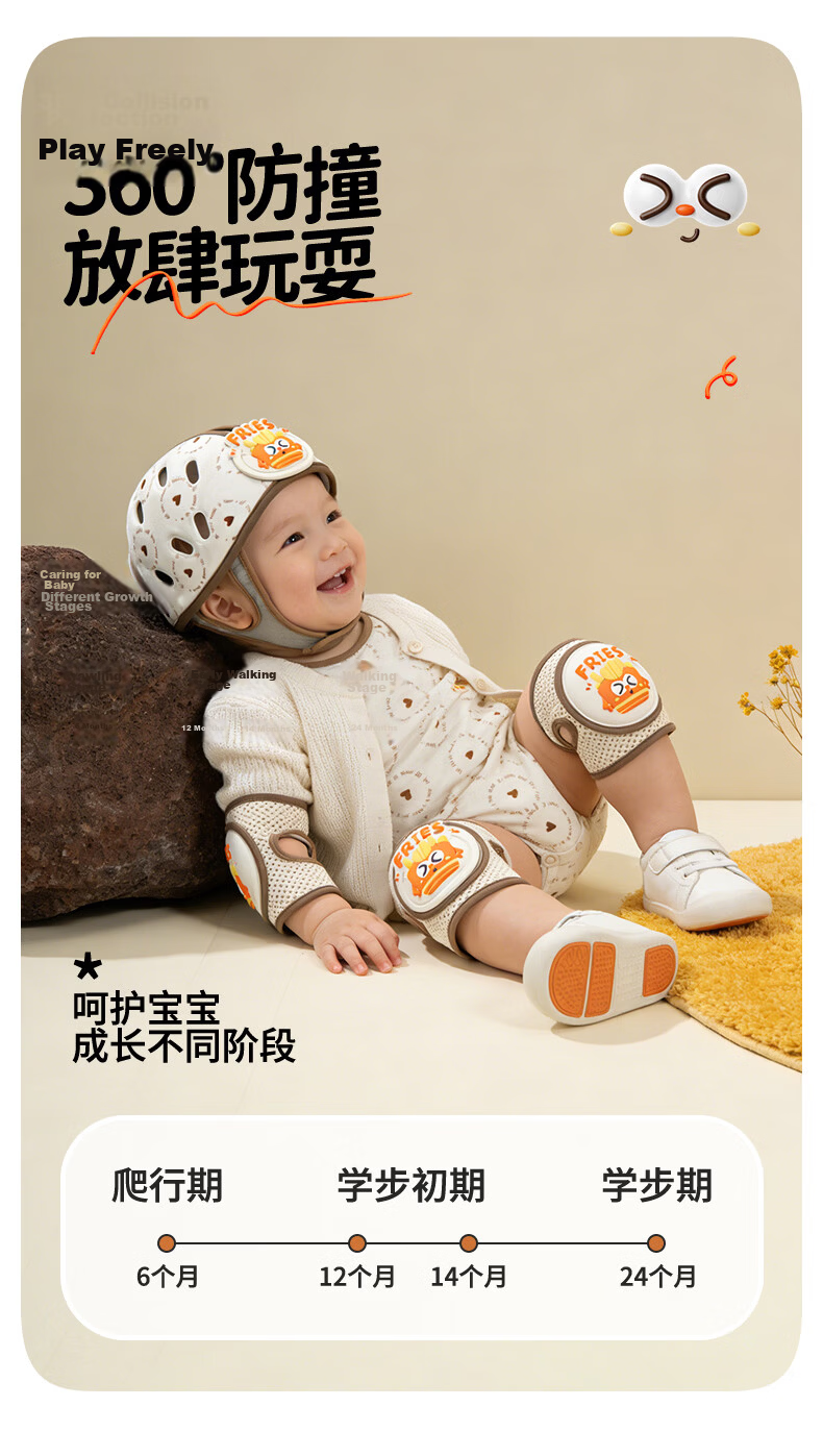 BEIDELI Baby Crawling Knee Pads Knee Protection for Learning to Crawl and Walk Anti-Fall Non-Restrictive Infant Knee Guards 2-Pack 6