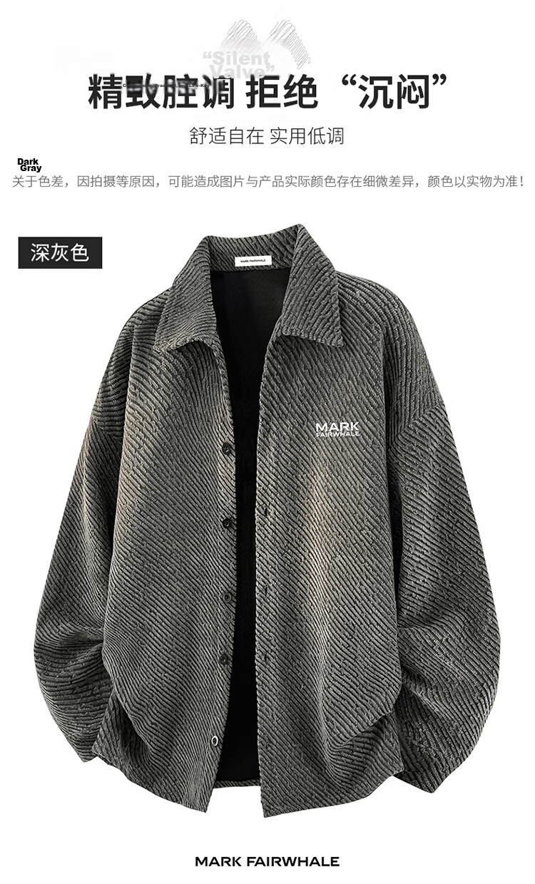 MARK FAIRWHALE Men's Spring Autumn Textured Casual Cardigan Jacket Loose Fit Top Dark Gray 4XL 11