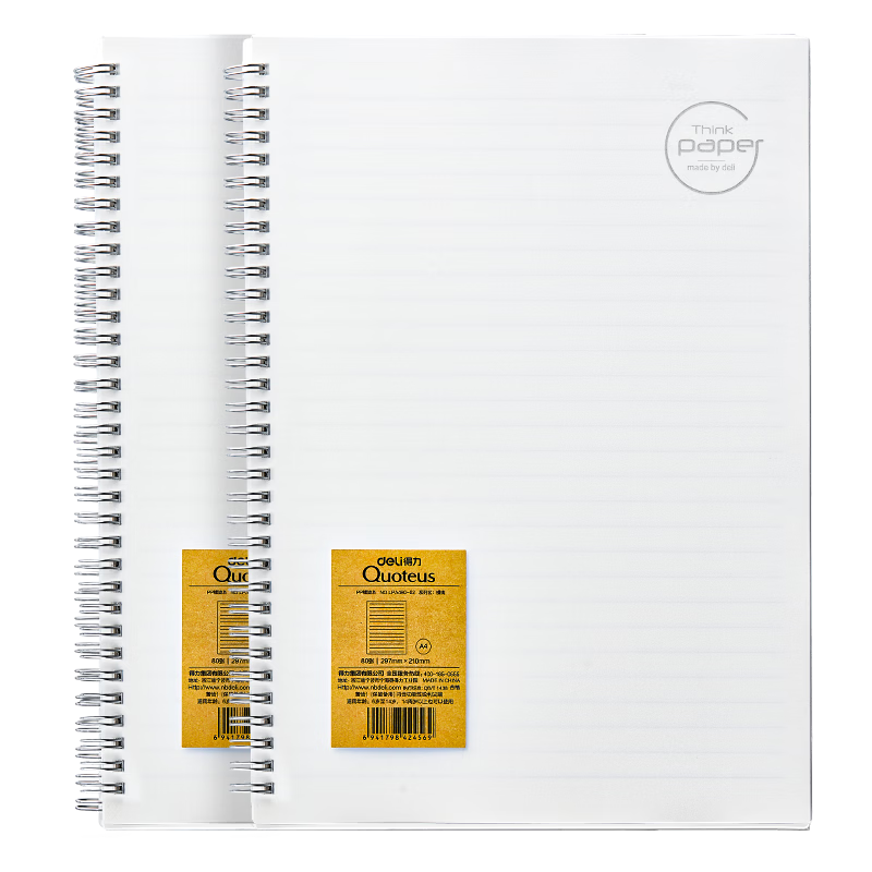 Deli A4 Notebook for Students And Exam Preparation, Error Correction Book, 80 Sheets, 2 Spiral Notebooks with Ruled Pages, LPA480-02