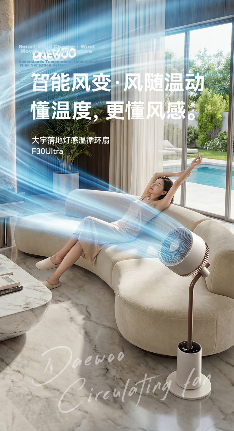 DAEWOO [Plasma Formaldehyde Removal] Smart Voice Air Circulation Electric Fan, Ambient Night Light, Purification And Disinfection Floor Fan with Variable Frequency, F47 Mid-Autumn Festival Gift 5