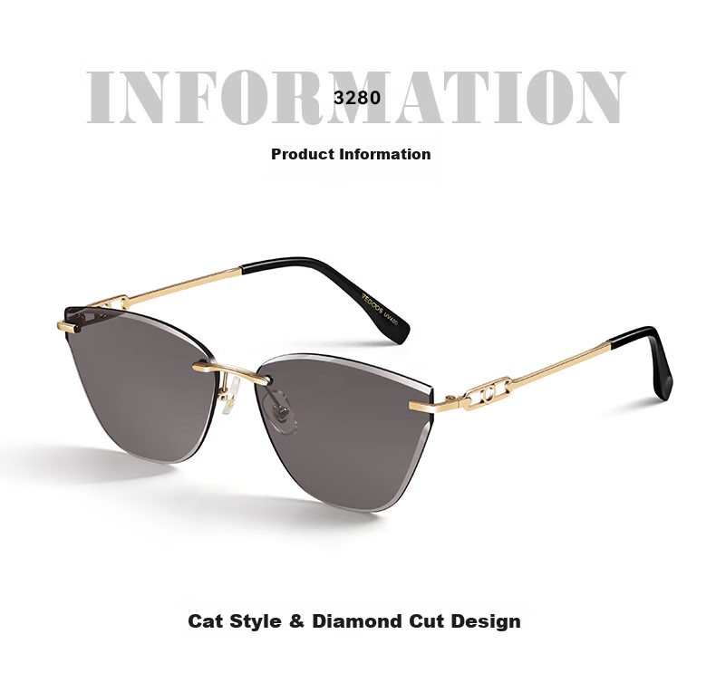 VEGOOS HD Nylon Frameless Cat Eye Sunglasses UV Protection Sun Shades for Men and Women 9