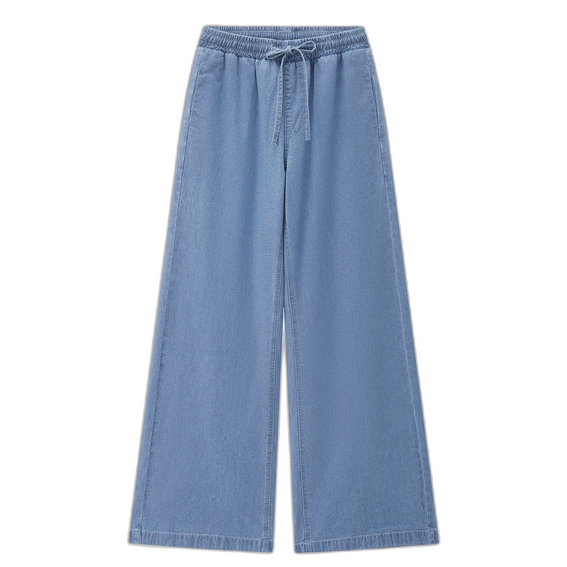 Giordano Women's Loose Fit Pants 2026 Summer Cotton Lightweight Drawstring Elastic Waist Wide Leg Jeans 05416335