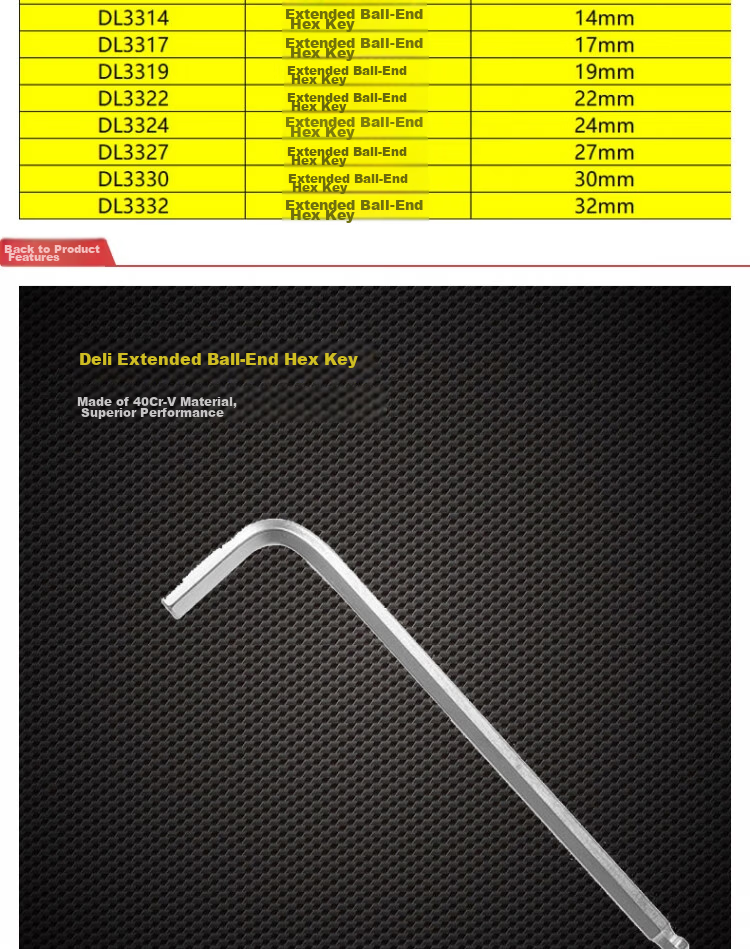 Deli Extended Ball Head Hex Key Wrench DL3303 2