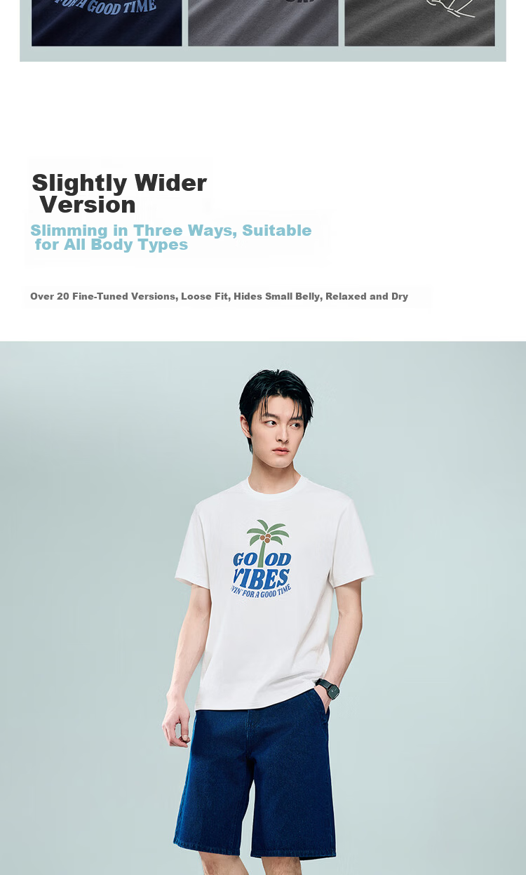 Giordano Men's Short Sleeve T-Shirt Summer New Pure Cotton Vacation Beach Theme Printed Crew Neck Top 13096305 8