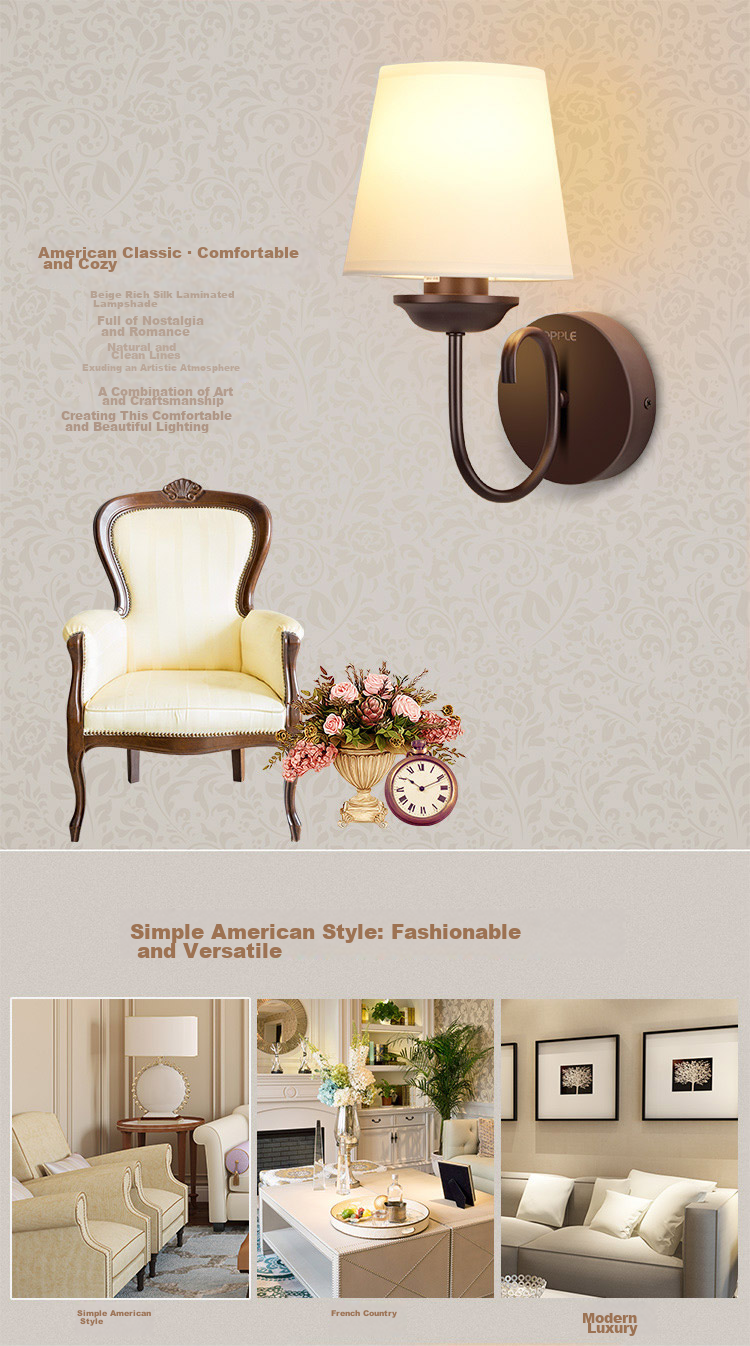 OPPLE Lighting LED Bedroom Bedside Warm Romantic American Style Wall Lamp E27 Bulb Base Light Source Sold Separately 1
