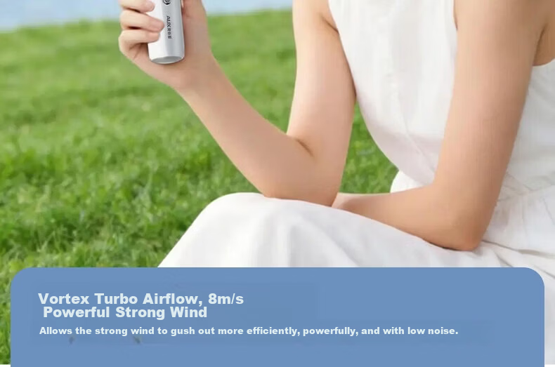 AUX Handheld Portable Mist Fan Long Battery Life Office Outdoor High Power USB Mini Rechargeable Fan 12