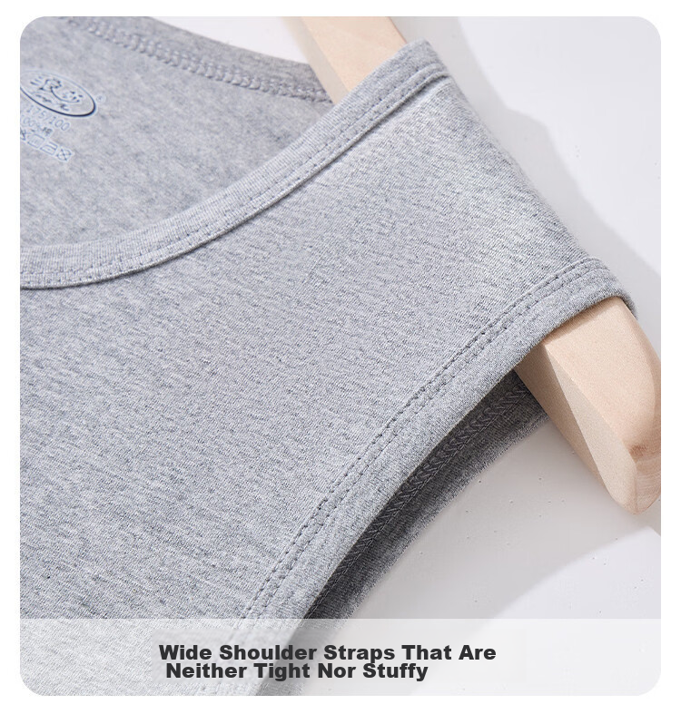 Langsha 100% Cotton Wide Shoulder Men's Sleeveless Sweat-Absorbing Breathable Vest Sports Tank Top 15