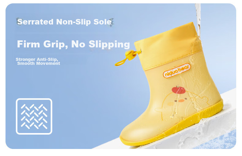 Nido Bear Kids Rain Boots Baby Non-Slip Waterproof Shoes Boys Girls School Shoes YX2601 Size 23 14