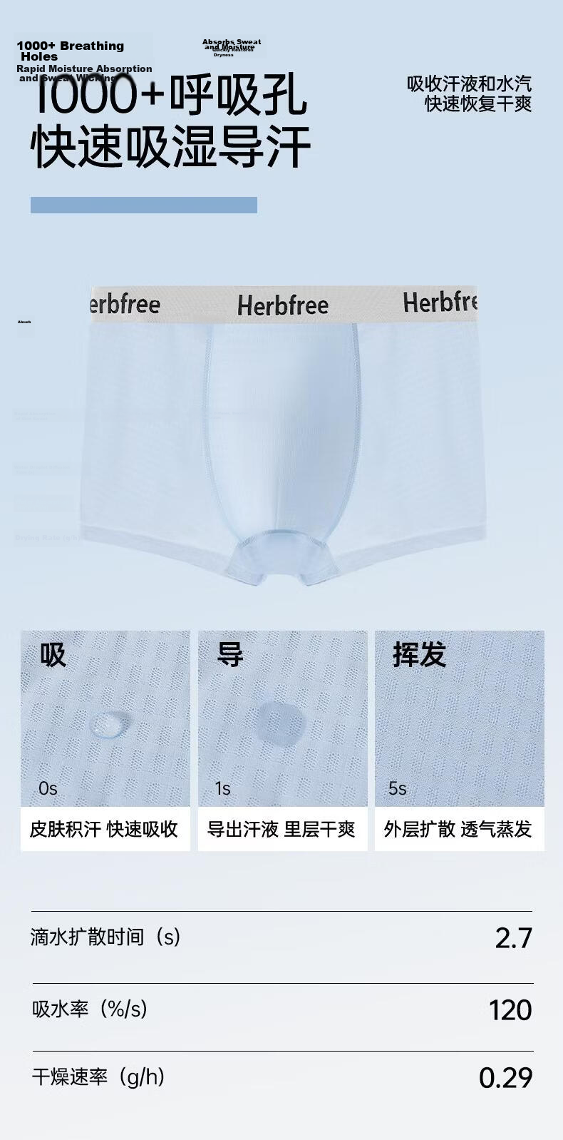 Herbal Original Color Lyocell Mulberry Silk Growth Period Youth "Glacier Underwear" 10A Antibacterial Moisture-Wicking Breathable Quick-Dry Summer 6