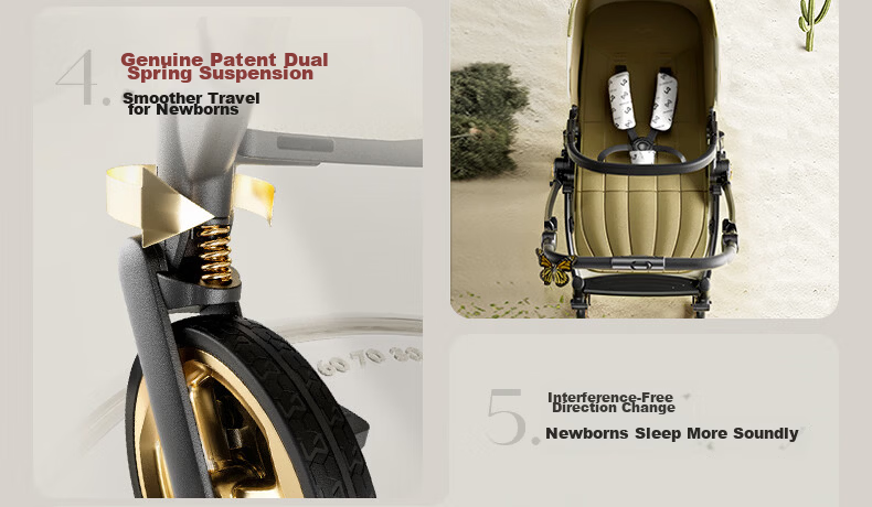 DearMom Baby Stroller Roman Holiday Reversible Foldable Lightweight High Landscape Shock Absorption Pushchair 26