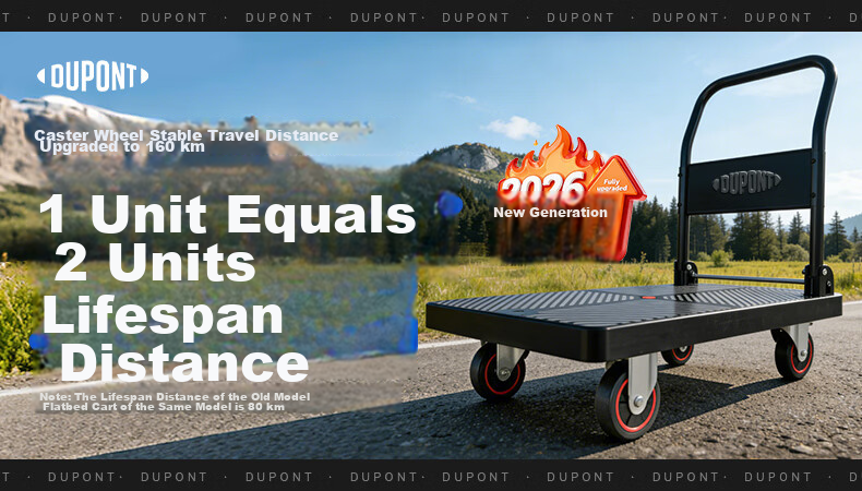 DU PONT Nai'an Series Flatbed Cart, Foldable Trolley, Express Delivery Transport Trailer, Load Capacity 800 Jin, Upgraded to 160km Range 6