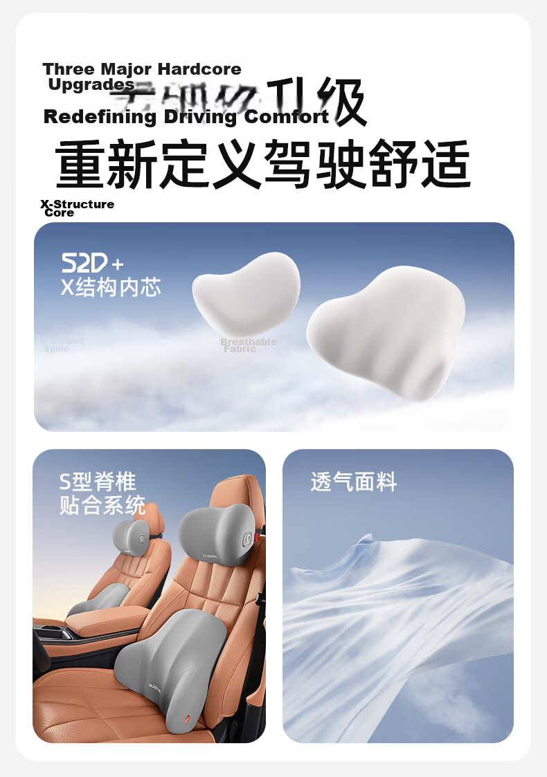 Qiaoshi Car Headrest Neck Pillow Driving Lumbar Support Cushion Driver Seat Neck Pillow for BMW Audi Maybach 6