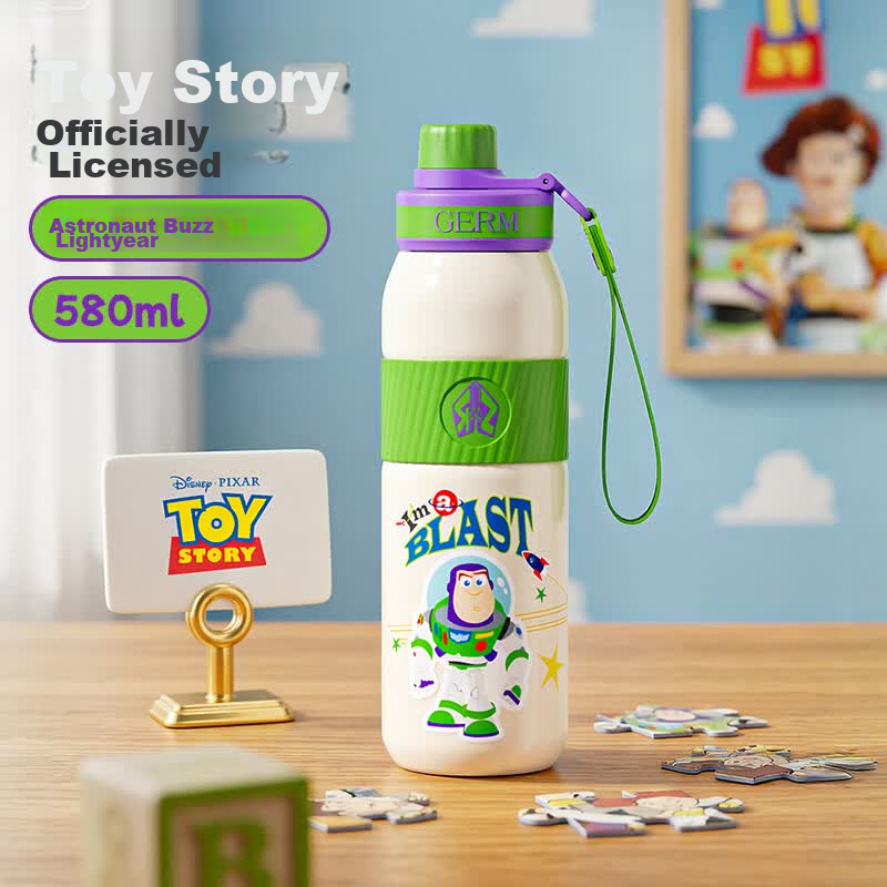 Germ Toy Story Kids Insulated Water Bottle with Straw Sports Cup Student School Cup 580ML Galactic Purple