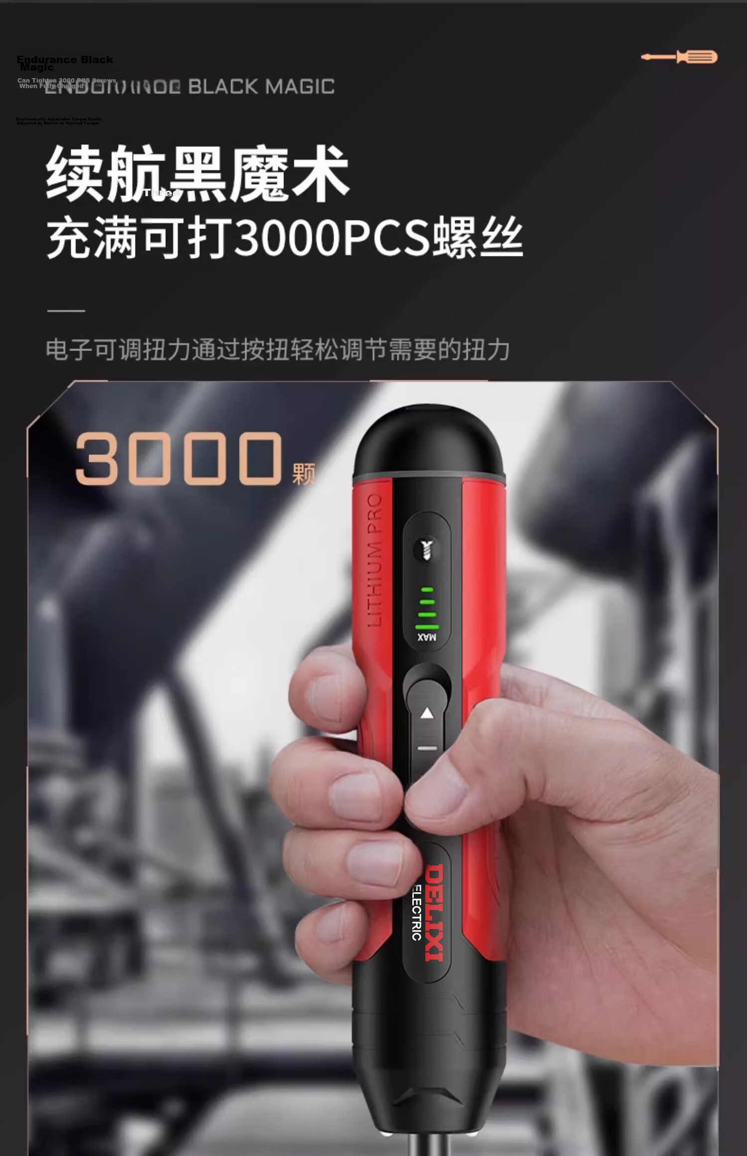 Delixi Electric Cordless Electric Screwdriver Rechargeable Household Electric Drill Mini Screwdriver Tool Set 11