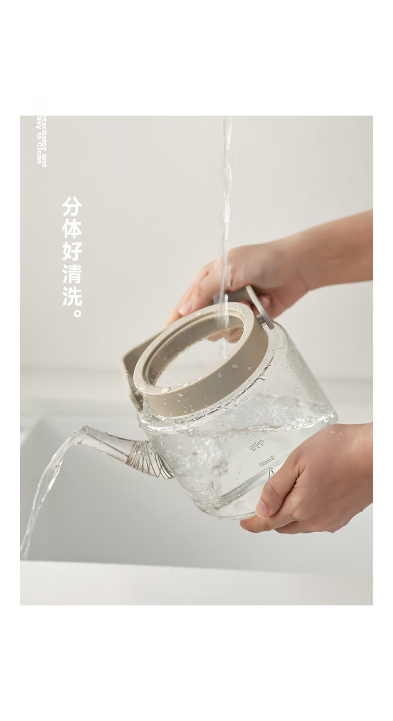 Olayks Instant Full Glass Health Kettle Pure Glass Glue-Free Multifunctional Electric Kettle Office Silent Flower Tea Kettle Automatic Constant Temperature 29