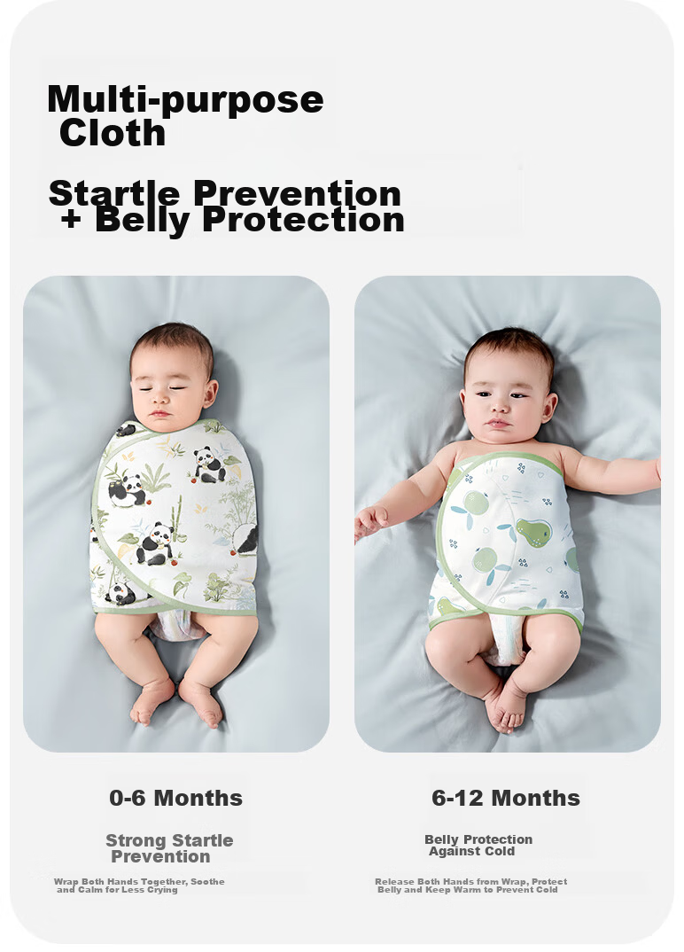 Kidsneed Baby Anti-Startle Sleep Sack Swaddle Blanket Spring Summer Bamboo Cotton Gauze 0-12 Months Newborn Anti-Startle Swaddle Wrap 8
