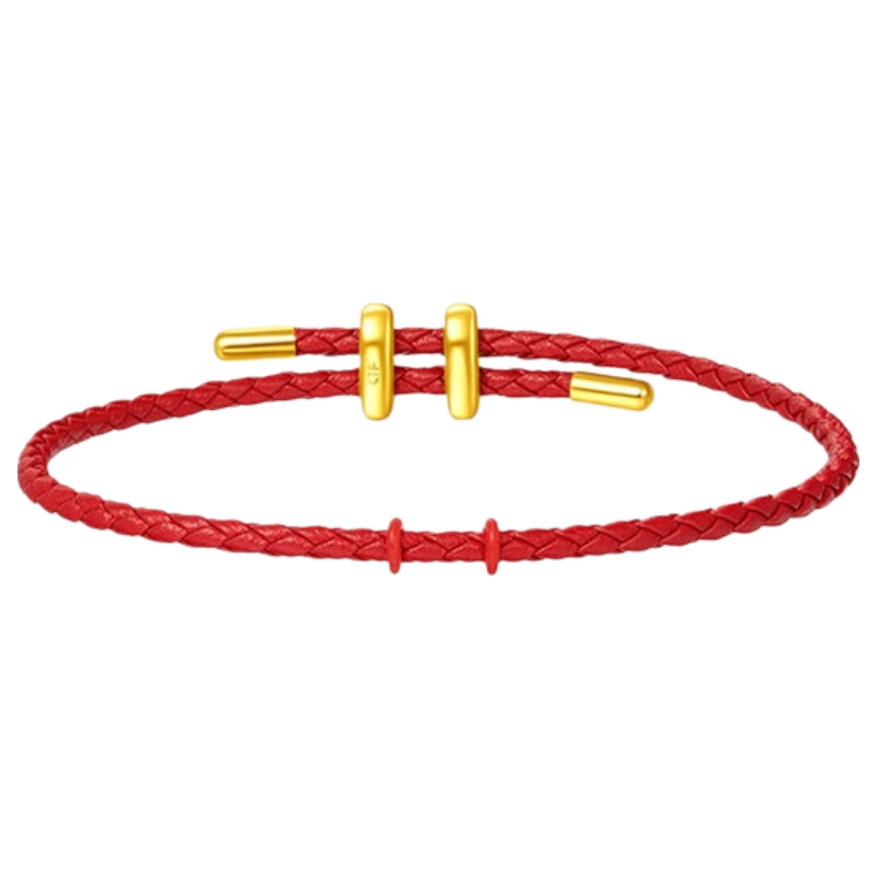 CHOW TAI FOOK Minimalist Fashion Accessory Leather Cord Bracelet Red String 21.25cm AX100 Birthday Gift