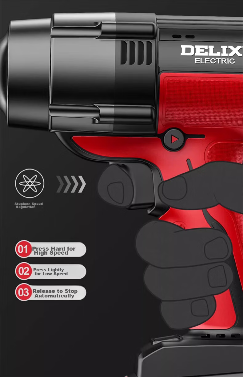 DELIXI Electric Brushless Impact Wrench High Torque Lithium Battery Electric Auto Repair Wrench Air Gun 32