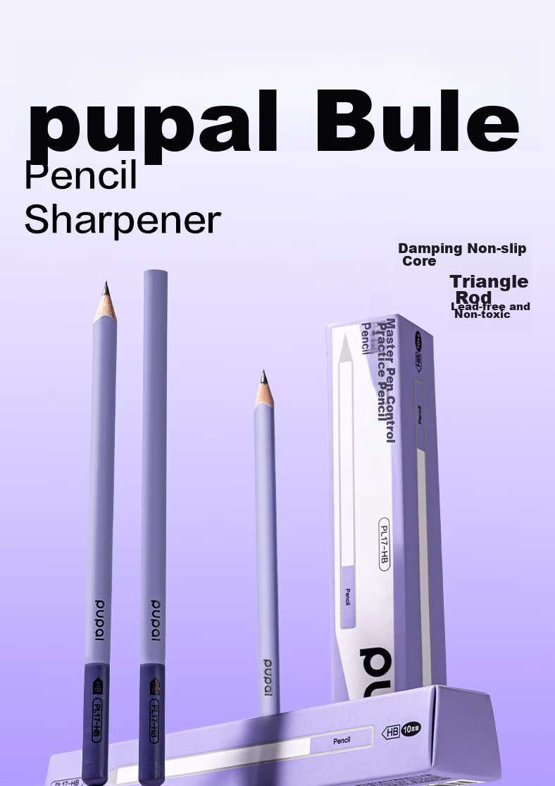 Deli 10-Pack HB Pencil Master Thick Triangular Grip Anti-Slip Student Beginner Writing Practice Graphite Core Purple 1