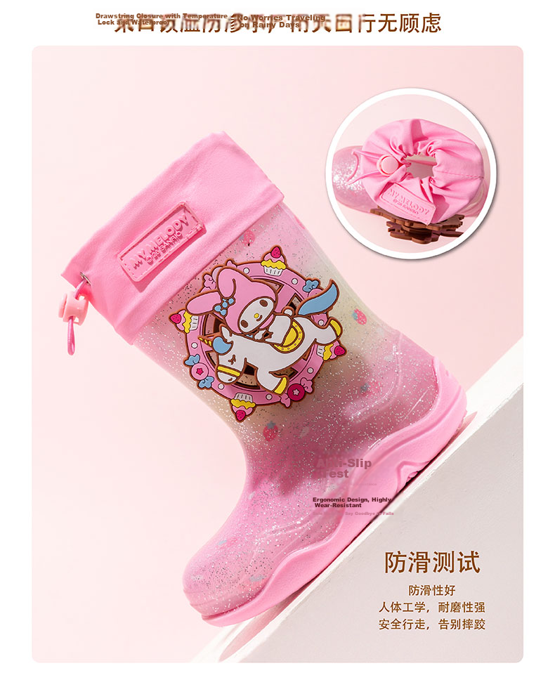 Hello Kitty Kids Girls Non-Slip Waterproof Rain Boots Toddler Water Shoes Durable Pink 262550 Size 21 7