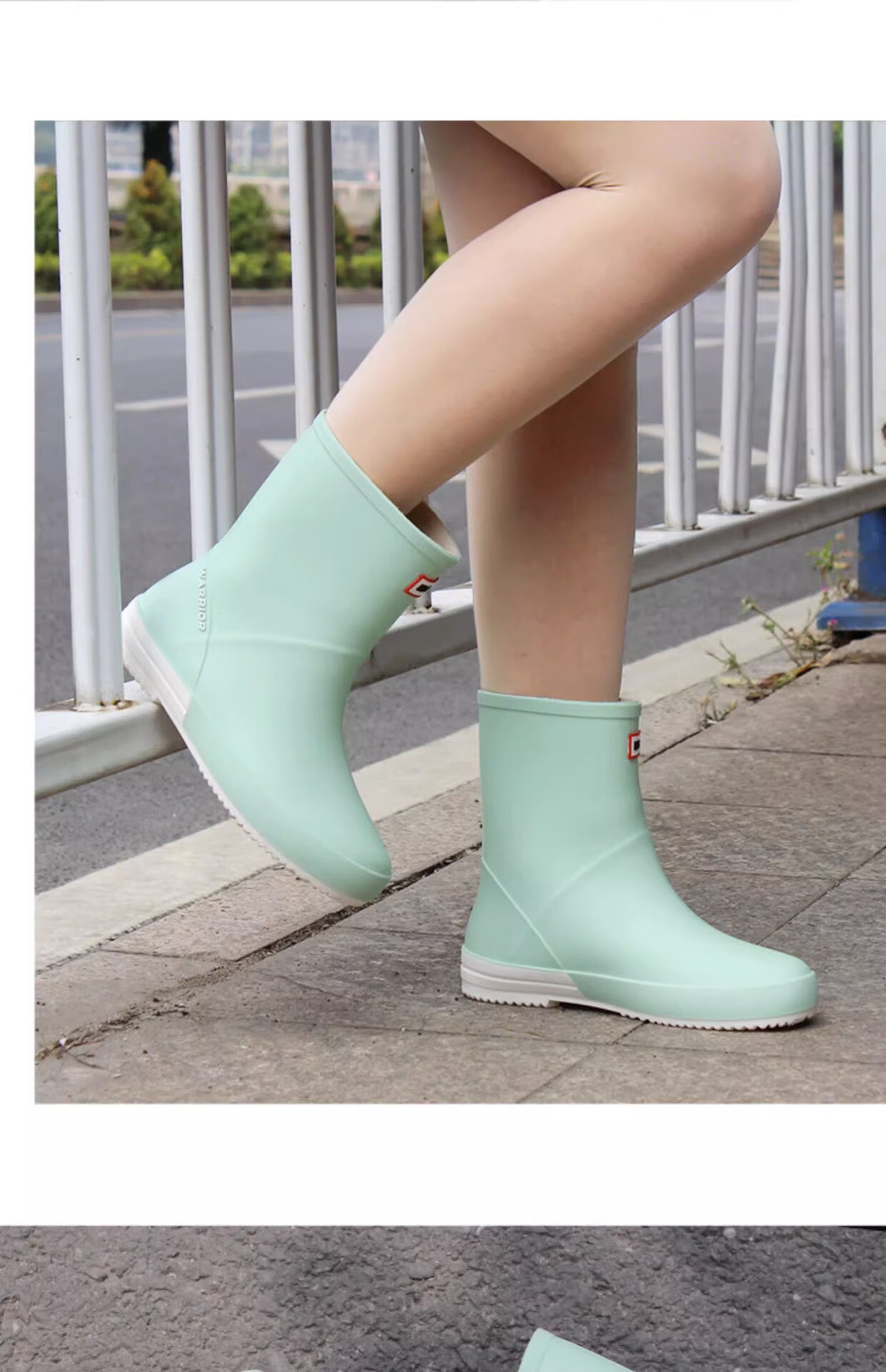 Huili Women's Fashionable Outdoor Waterproof Shoes, Non-Slip Wear-Resistant Rubber Shoes, Rain Boots 13-1, Green, Size 40 9