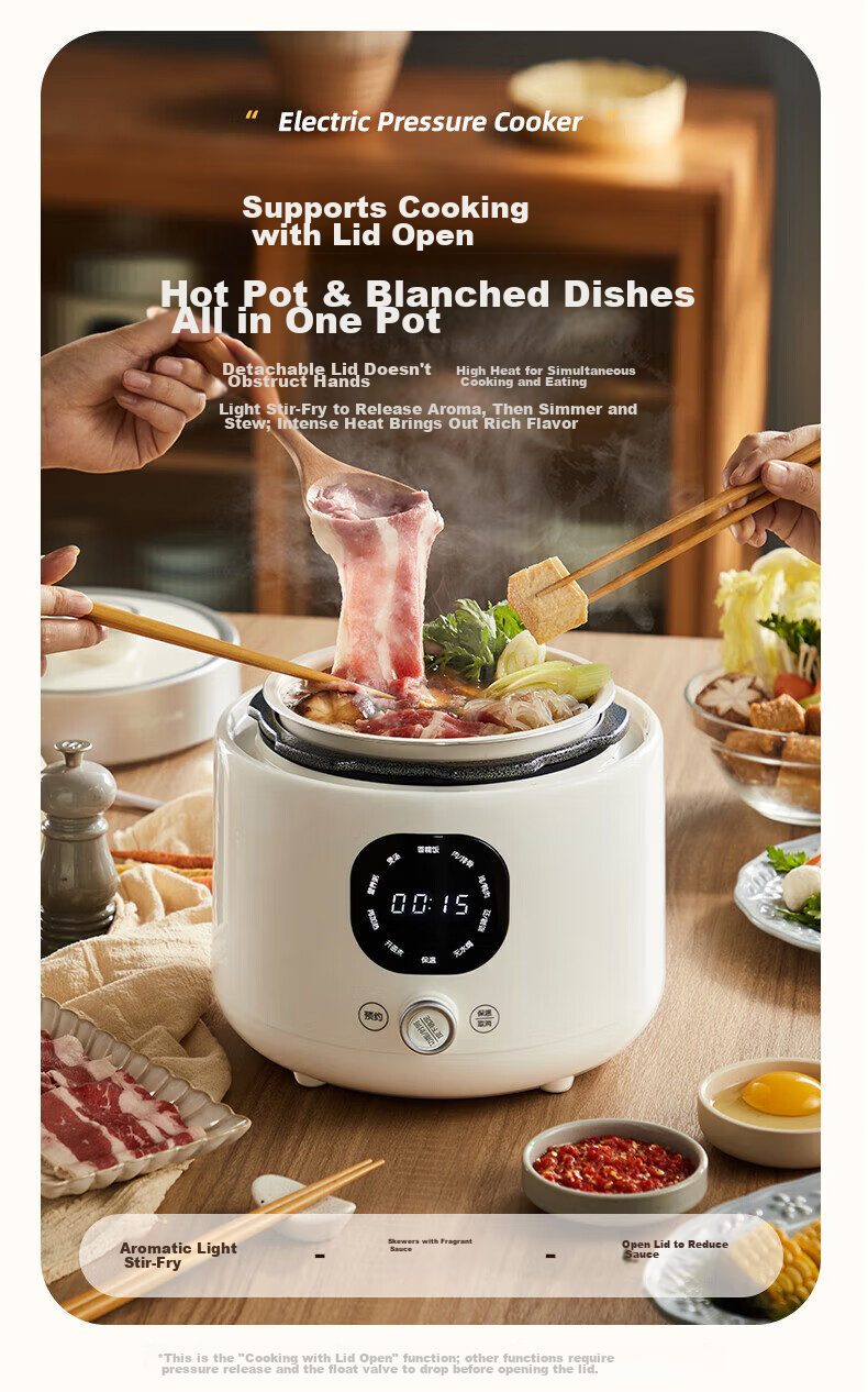Bear Electric Pressure Cooker Multi-Functional Rice Cooker High-Pressure Pot [Stew, Steam, Boil All-in-One] Fully Automatic YLB-C20N5 2L 17