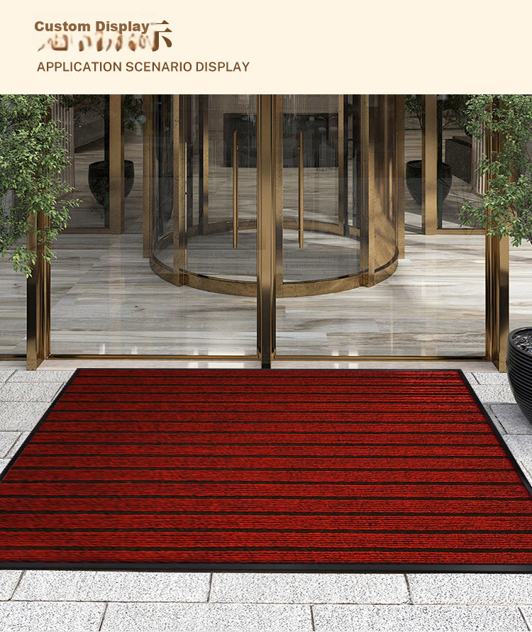 Jushiyi Entrance Door Mat Oil-Absorbing Dust-Proof Non-Slip Rug Seven Stripes Carpet 50x80cm Dark Red 7