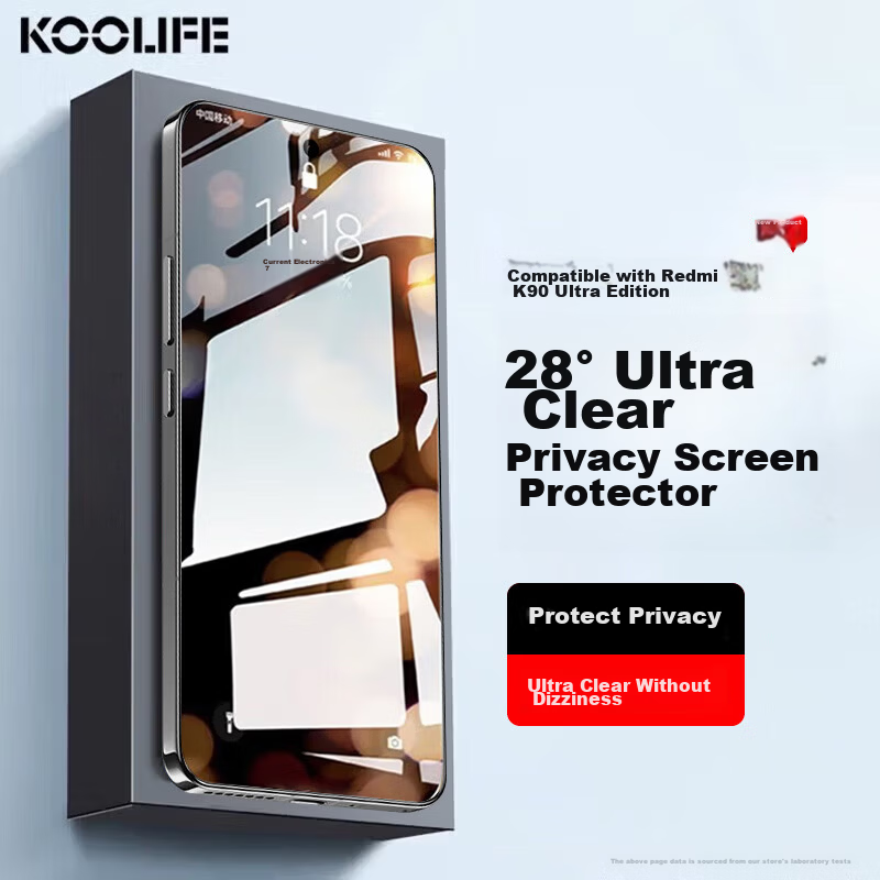 KOOLIFE 28° Privacy Screen Protector Tempered Glass for Redmi K90 Supreme Edition Ultra-Thin HD Anti-Peeping Anti-Drop Film